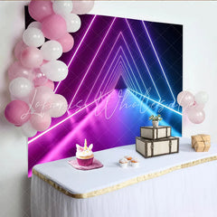 Lofaris Vibrant Abstract Neon Photography Backdrop with Geometric Triangles Futuristic Studio Background for Creative Photoshoot