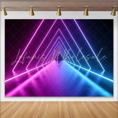 Lofaris Vibrant Abstract Neon Photography Backdrop with Geometric Triangles Futuristic Studio Background for Creative Photoshoot
