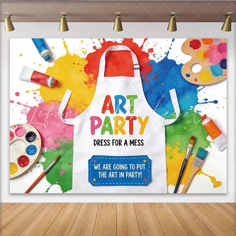 Lofaris Vibrant Art Party Photography Backdrop with Paint Splatters Creative Studio Background for Kids Party Photoshoot