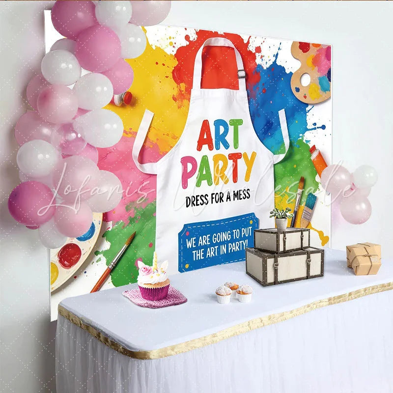 Lofaris Vibrant Art Party Photography Backdrop with Paint Splatters Creative Studio Background for Kids Party Photoshoot