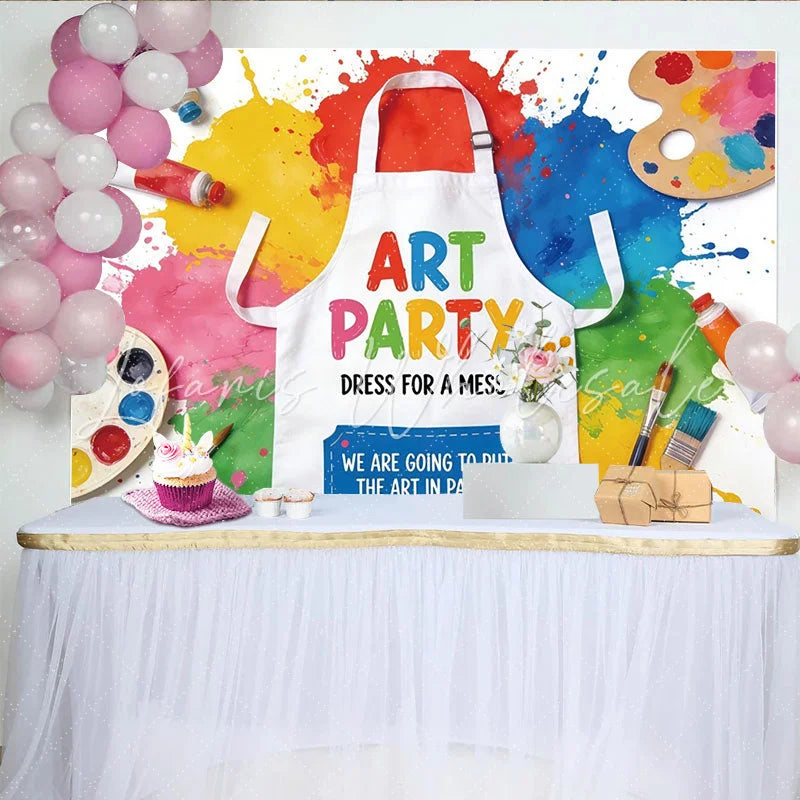Lofaris Vibrant Art Party Photography Backdrop with Paint Splatters Creative Studio Background for Kids Party Photoshoot