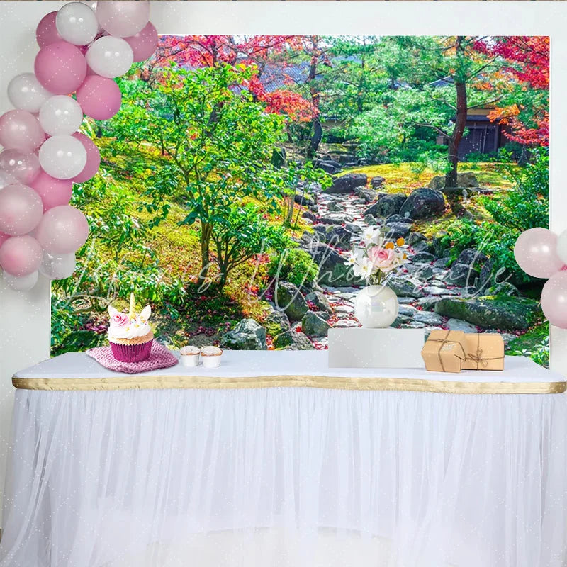 Lofaris Vibrant Autumn Garden Path Photography Backdrop Natural Scenery Background for Outdoor Photoshoot and Studio