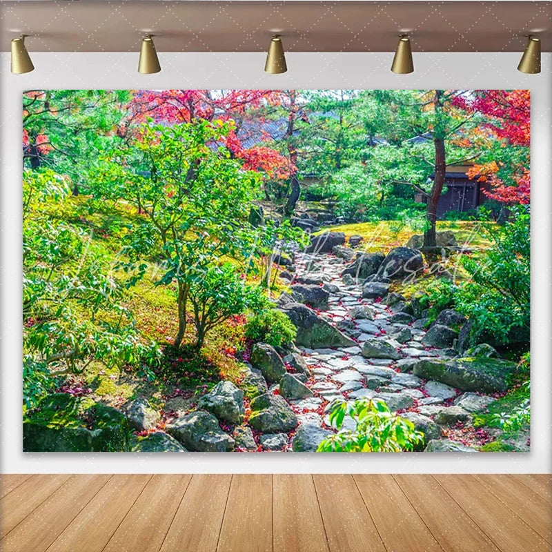 Lofaris Vibrant Autumn Garden Path Photography Backdrop Natural Scenery Background for Outdoor Photoshoot and Studio