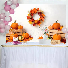 Lofaris Vibrant Autumn Holiday Backdrop with Pumpkins and Fall Leaves Harvest Festival Photography Background for Thanksgiving Party Decor