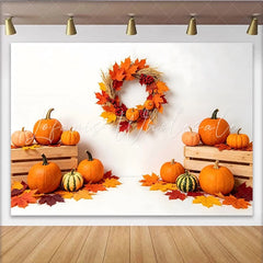 Lofaris Vibrant Autumn Holiday Backdrop with Pumpkins and Fall Leaves Harvest Festival Photography Background for Thanksgiving Party Decor