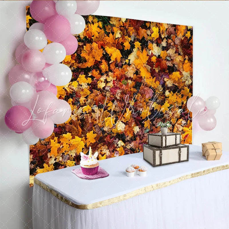 Lofaris Vibrant Autumn Leaves Photography Backdrop Natural Seasonal Background for Studio Portrait and Photoshoot