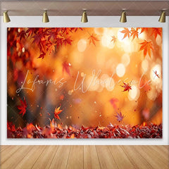 Lofaris Vibrant Autumn Photography Backdrop with Falling Maple Leaves and Warm Bokeh Natural Studio Photo Background for Fall Season Decor