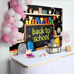 Lofaris Vibrant Back to School Backdrop with Blackboard and Globes Educational Photo Background for Classroom Decor