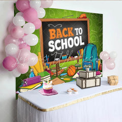 Lofaris Vibrant Back To School Backdrop with Blackboard and School Supplies Colorful Classroom Background for First Day Party Decor