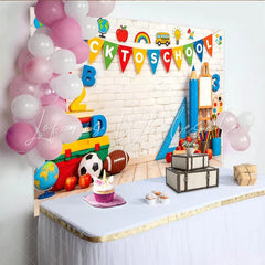 Lofaris Vibrant Back To School Backdrop with Books and ABC Letters Bright Educational Background for Classroom Decor and Photoshoot
