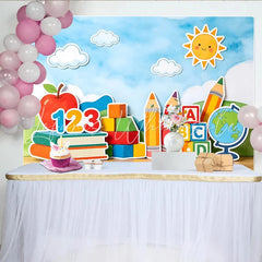 Lofaris Vibrant Back To School Backdrop with Books and Pencils Educational Photography Background for Classroom Decor