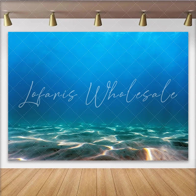Lofaris Vibrant Blue Underwater Photography Backdrop Sandy Ocean Floor Studio Background for Professional Photoshoot