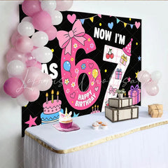 Lofaris Vibrant Cartoon 7th Birthday Backdrop with Cakes Balloons and Stars Festive Party Decor for Kids Photoshoot and Celebration