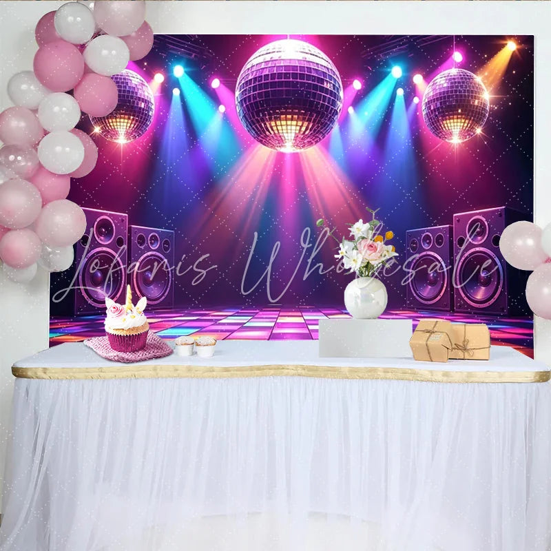 Lofaris Vibrant Disco Party Photography Backdrop with Colorful Lights Dynamic Event Decor for Music Themed Photoshoot and Party