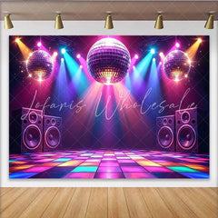 Lofaris Vibrant Disco Party Photography Backdrop with Colorful Lights Dynamic Event Decor for Music Themed Photoshoot and Party