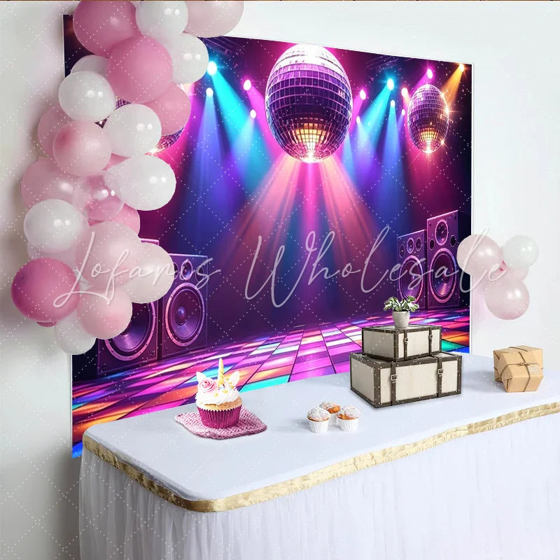 Lofaris Vibrant Disco Party Photography Backdrop with Colorful Lights Dynamic Event Decor for Music Themed Photoshoot and Party