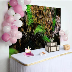 Lofaris Vibrant Green Moss and Textured Rock Natural Scenery Backdrop Organic Photo Background for Professional Studio Photography