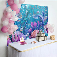 Lofaris Vibrant Mermaid Photography Backdrop with Colorful Coral and Shimmering Bubbles Underwater Fantasy Background for Studio Photoshoot