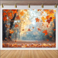 Lofaris Vibrant Orange Autumn Forest Photography Backdrop Falling Leaves Natural Seasonal Background for Studio Photoshoot