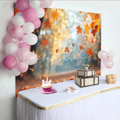 Lofaris Vibrant Orange Autumn Forest Photography Backdrop Falling Leaves Natural Seasonal Background for Studio Photoshoot
