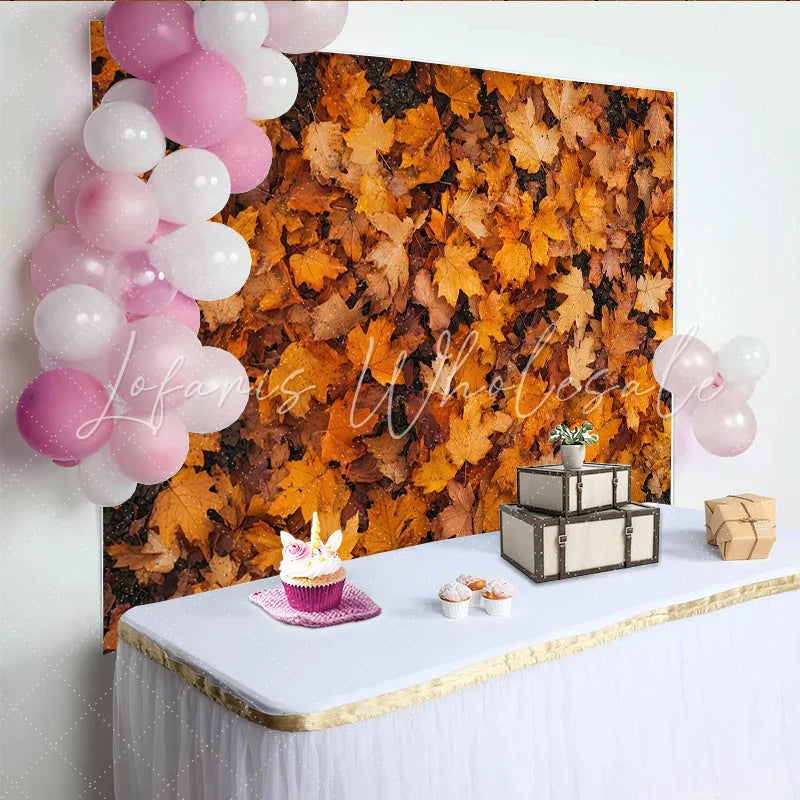 Lofaris Vibrant Orange Yellow Autumn Leaf Photography Backdrop Natural Fall Foliage Background for Seasonal Photoshoots and Studio