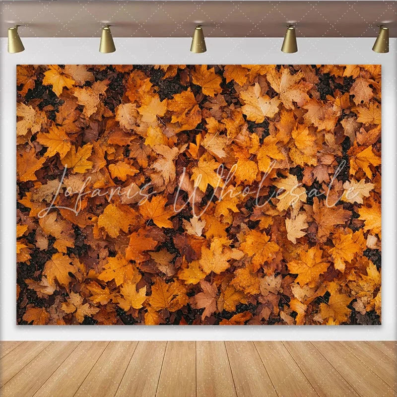 Lofaris Vibrant Orange Yellow Autumn Leaf Photography Backdrop Natural Fall Foliage Background for Seasonal Photoshoots and Studio