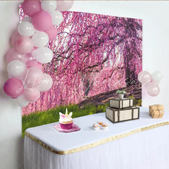 Lofaris Vibrant Pink Cherry Blossom Floral Photography Backdrop Natural Spring Background for Studio Photoshoot Party Decor
