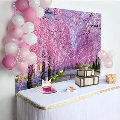 Lofaris Vibrant Pink Cherry Blossom Photography Backdrop Beautiful Spring Nature Background for Studio Portrait and Event Decor