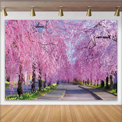 Lofaris Vibrant Pink Cherry Blossom Photography Backdrop Beautiful Spring Nature Background for Studio Portrait and Event Decor