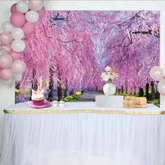 Lofaris Vibrant Pink Cherry Blossom Photography Backdrop Beautiful Spring Nature Background for Studio Portrait and Event Decor