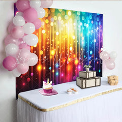 Lofaris Vibrant Rainbow Bokeh Photography Backdrop with Light Streaks Sparkling Party Background for Studio Photoshoots