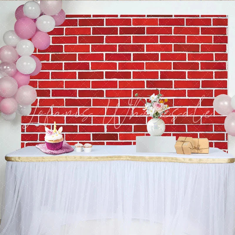 Lofaris Vibrant Red Brick Wall Photography Backdrop with White Mortar Texture Durable Photo Studio Background for Portrait and Event Decor