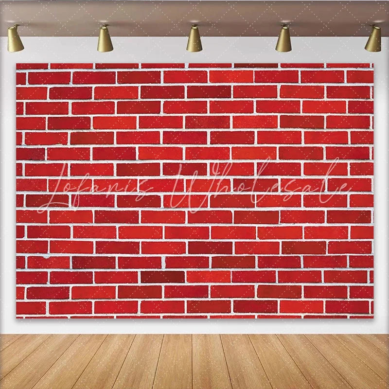 Lofaris Vibrant Red Brick Wall Photography Backdrop with White Mortar Texture Durable Photo Studio Background for Portrait and Event Decor