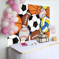 Lofaris Vibrant Sports Ball Birthday Backdrop for Kids Party Dynamic Photo Booth Background for Celebration