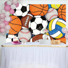 Lofaris Vibrant Sports Ball Birthday Backdrop for Kids Party Dynamic Photo Booth Background for Celebration
