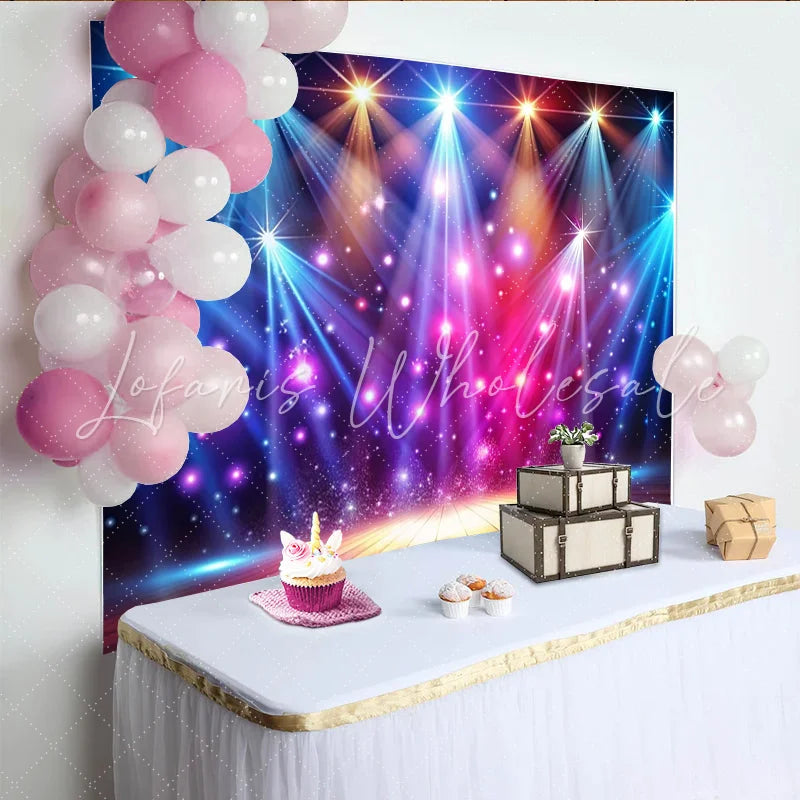Lofaris Vibrant Stage Light Photography Backdrop with Sparkling Bokeh Dynamic Party Background for Event and Studio Photoshoot