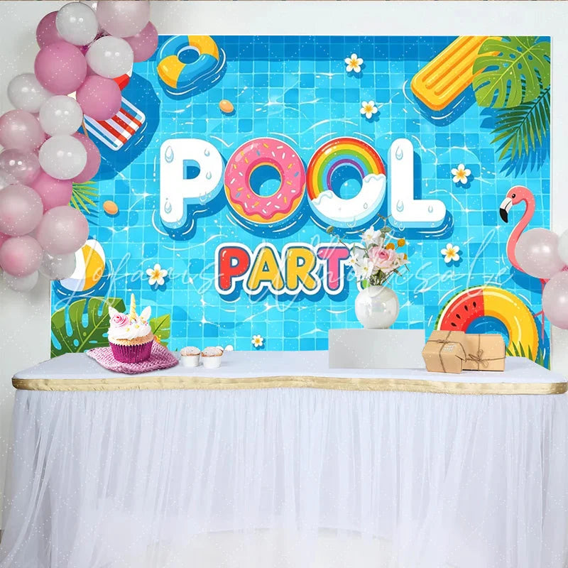 Lofaris Vibrant Summer Pool Party Photography Backdrop Fun Photo Booth Background for Event Decor and Photoshoot