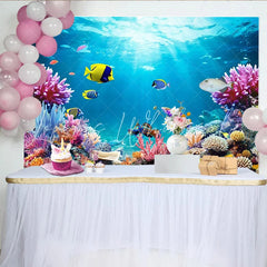 Lofaris Vibrant Underwater Coral Reef Natural Scenery Backdrop with Colorful Fish Ocean Theme Photo Background for Studio