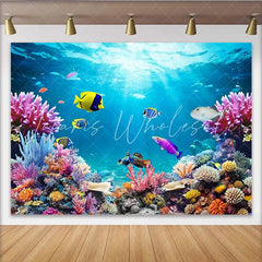 Lofaris Vibrant Underwater Coral Reef Natural Scenery Backdrop with Colorful Fish Ocean Theme Photo Background for Studio