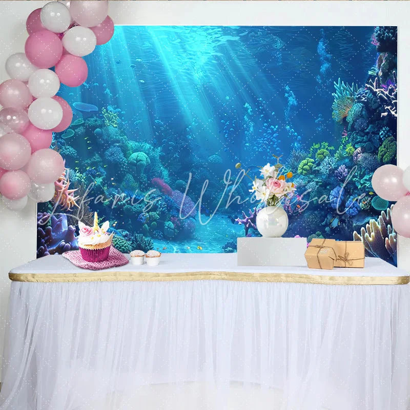 Lofaris Vibrant Underwater Coral Reef Photography Backdrop with Sunlight Rays Beautiful Marine Life Background for Studio Photoshoot