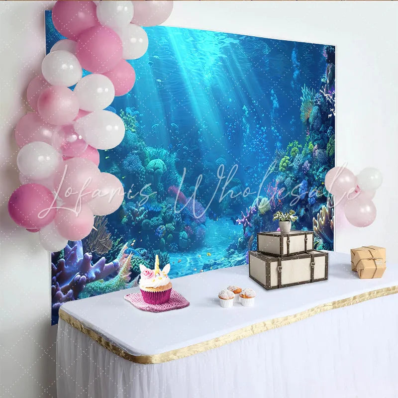 Lofaris Vibrant Underwater Coral Reef Photography Backdrop with Sunlight Rays Beautiful Marine Life Background for Studio Photoshoot