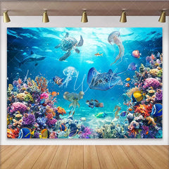 Lofaris Vibrant Underwater Ocean Photography Backdrop with Colorful Coral Reef Diverse Marine Life Blue Sea Background for Photoshoot