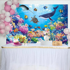 Lofaris Vibrant Underwater Photography Backdrop with Colorful Coral Reef and Marine Life Ocean Theme Studio Background for Kids Party