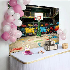 Lofaris Vibrant Urban Graffiti Basketball Backdrop for Sports Photography Cool Street Art Style Photography Background for Studio