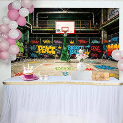 Lofaris Vibrant Urban Graffiti Basketball Backdrop for Sports Photography Cool Street Art Style Photography Background for Studio