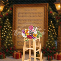 Lofaris Vintage Christmas Carol Sheet Music Photography Backdrop ’Cantique de No?lâ€?O Holy Night Themed Background