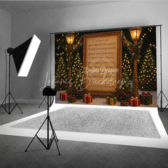 Lofaris Vintage Christmas Carol Sheet Music Photography Backdrop ’Cantique de No?lâ€?O Holy Night Themed Background