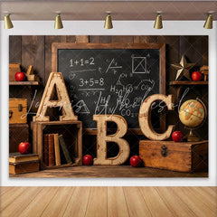 Lofaris Vintage Classroom Back to School Backdrop with Blackboard and ABC Educational Photography Background for Student Portraits