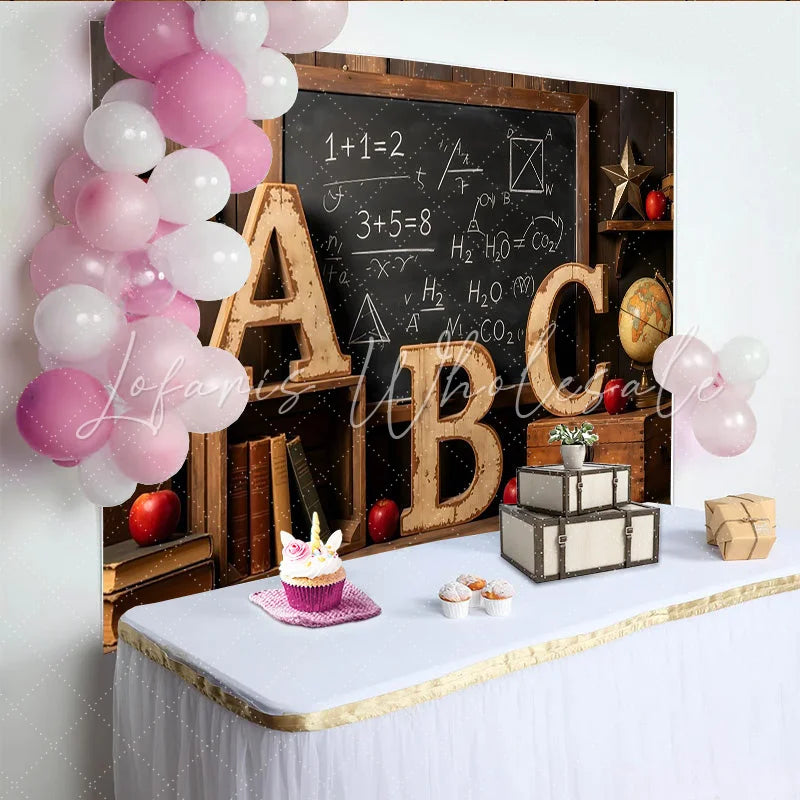 Lofaris Vintage Classroom Back to School Backdrop with Blackboard and ABC Educational Photography Background for Student Portraits