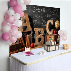 Lofaris Vintage Classroom Photography Backdrop with Blackboard ABC Letters and Books Educational Studio Background for School Portrait